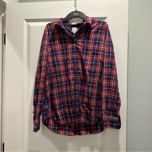 J. Crew Red and Blue Boy Fit Plaid Shirt